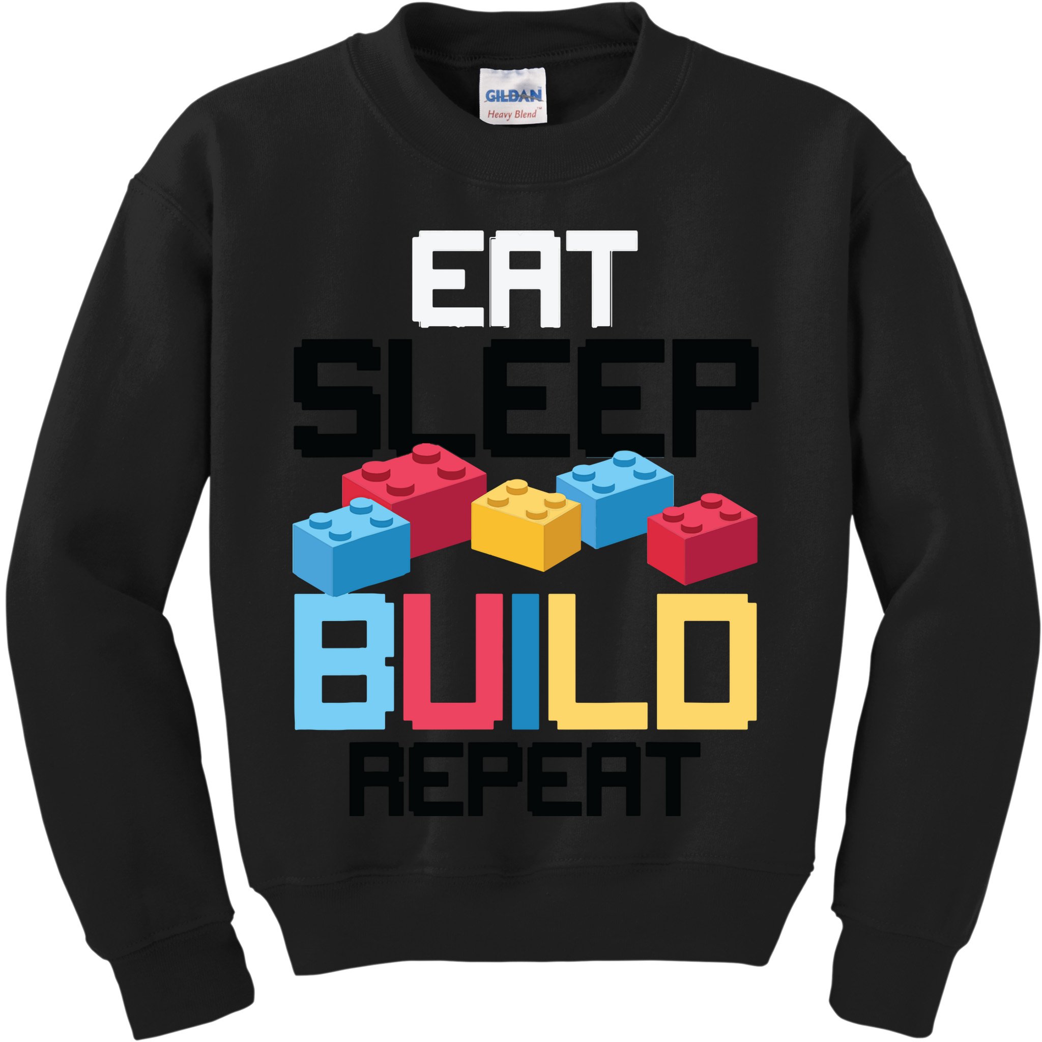 Funny Eat Sleep Build Gift Men Women Cool Blocks Building Kids Sweatshirt