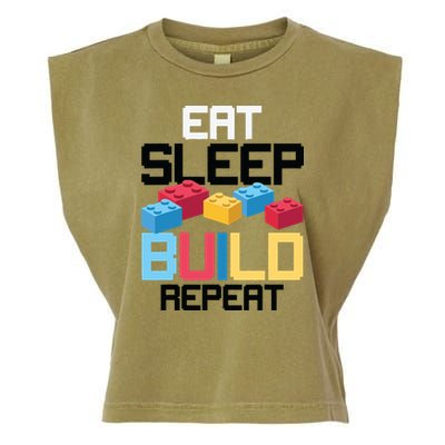 Funny Eat Sleep Build Gift Men Women Cool Blocks Building Garment-Dyed Women's Muscle Tee