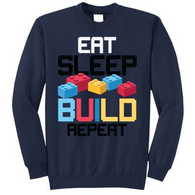 Funny Eat Sleep Build Gift Men Women Cool Blocks Building Tall Sweatshirt