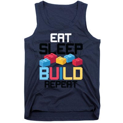 Funny Eat Sleep Build Gift Men Women Cool Blocks Building Tank Top