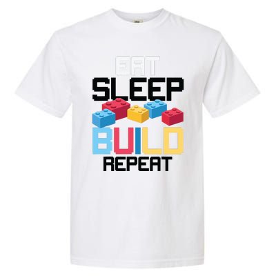 Funny Eat Sleep Build Gift Men Women Cool Blocks Building Garment-Dyed Heavyweight T-Shirt