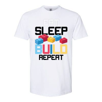 Funny Eat Sleep Build Gift Men Women Cool Blocks Building Softstyle® CVC T-Shirt