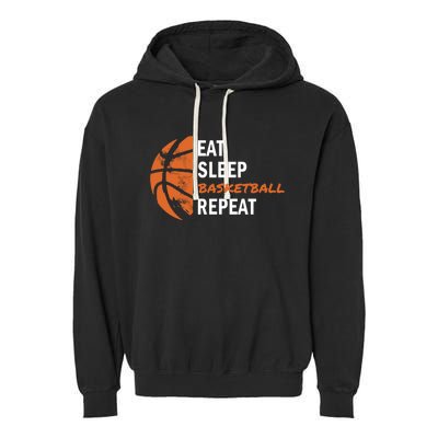 Funny Eat Sleep Basketball Repeat Sports Garment-Dyed Fleece Hoodie