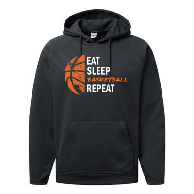 Funny Eat Sleep Basketball Repeat Sports Performance Fleece Hoodie