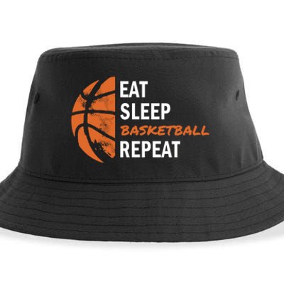 Funny Eat Sleep Basketball Repeat Sports Sustainable Bucket Hat