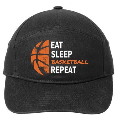 Funny Eat Sleep Basketball Repeat Sports 7-Panel Snapback Hat