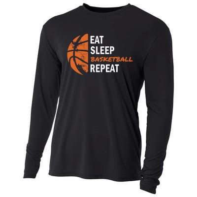 Funny Eat Sleep Basketball Repeat Sports Cooling Performance Long Sleeve Crew