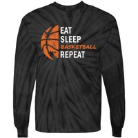 Funny Eat Sleep Basketball Repeat Sports Tie-Dye Long Sleeve Shirt