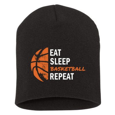 Funny Eat Sleep Basketball Repeat Sports Short Acrylic Beanie