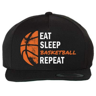 Funny Eat Sleep Basketball Repeat Sports Wool Snapback Cap