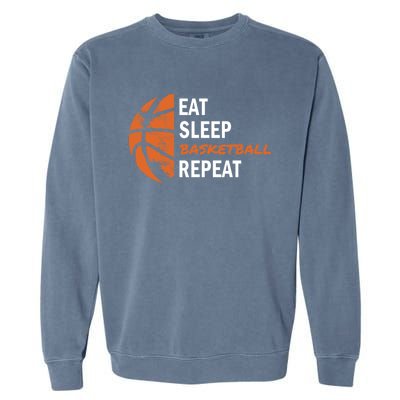 Funny Eat Sleep Basketball Repeat Sports Garment-Dyed Sweatshirt