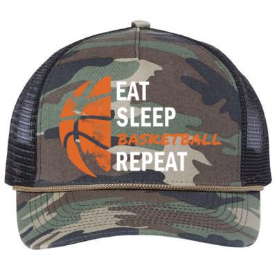 Funny Eat Sleep Basketball Repeat Sports Retro Rope Trucker Hat Cap