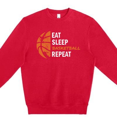 Funny Eat Sleep Basketball Repeat Sports Premium Crewneck Sweatshirt