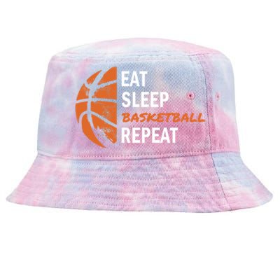 Funny Eat Sleep Basketball Repeat Sports Tie-Dyed Bucket Hat