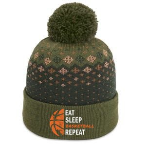 Funny Eat Sleep Basketball Repeat Sports The Baniff Cuffed Pom Beanie