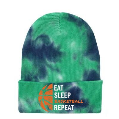 Funny Eat Sleep Basketball Repeat Sports Tie Dye 12in Knit Beanie