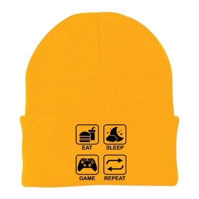 Funny Eat Sleep Game Repeat Gift For Gamer Gaming Lover Gift Knit Cap Winter Beanie