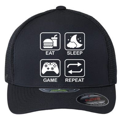 Funny Eat Sleep Game Repeat Gift For Gamer Gaming Lover Gift Flexfit Unipanel Trucker Cap