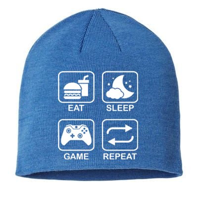 Funny Eat Sleep Game Repeat Gift For Gamer Gaming Lover Gift Sustainable Beanie