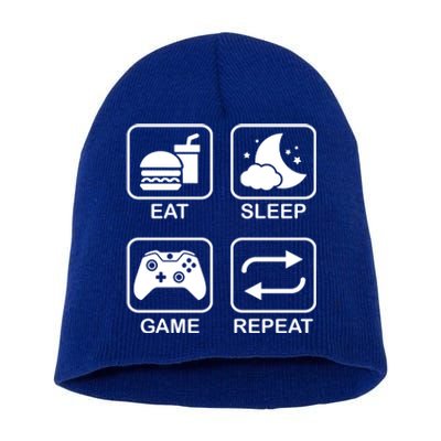 Funny Eat Sleep Game Repeat Gift For Gamer Gaming Lover Gift Short Acrylic Beanie