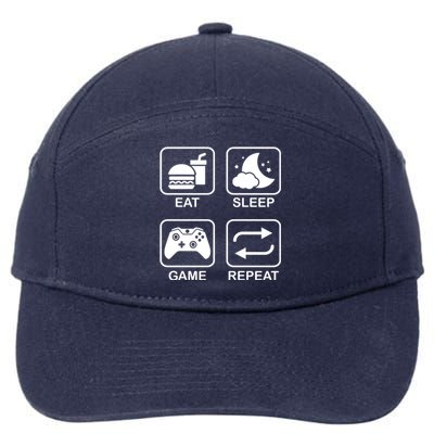 Funny Eat Sleep Game Repeat Gift For Gamer Gaming Lover Gift 7-Panel Snapback Hat