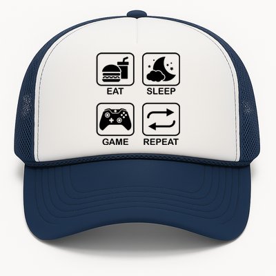 Funny Eat Sleep Game Repeat Gift For Gamer Gaming Lover Gift Trucker Hat