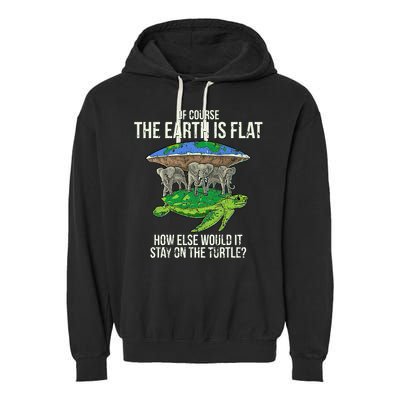 Flat Earth Society Turtle Elephants  Gift Garment-Dyed Fleece Hoodie