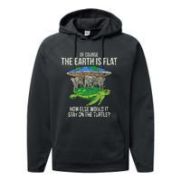 Flat Earth Society Turtle Elephants  Gift Performance Fleece Hoodie