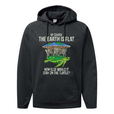 Flat Earth Society Turtle Elephants  Gift Performance Fleece Hoodie