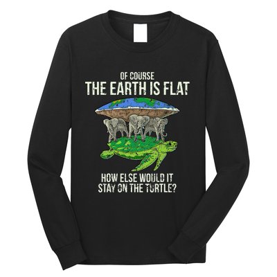 Flat Earth Society Turtle Elephants  Gift Long Sleeve Shirt