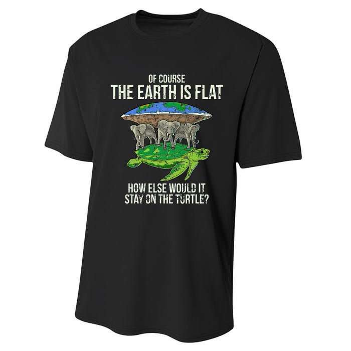 Flat Earth Society Turtle Elephants  Gift Performance Sprint T-Shirt