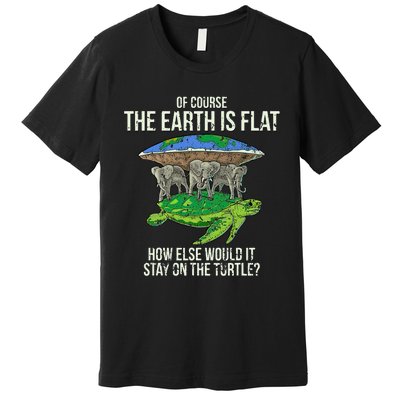 Flat Earth Society Turtle Elephants  Gift Premium T-Shirt