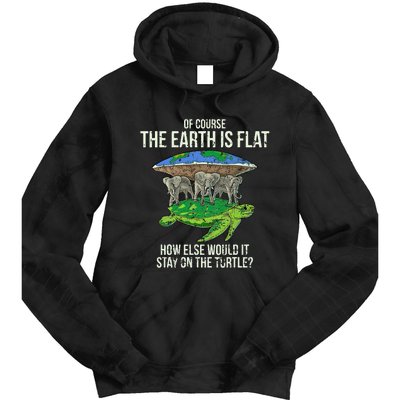 Flat Earth Society Turtle Elephants  Gift Tie Dye Hoodie