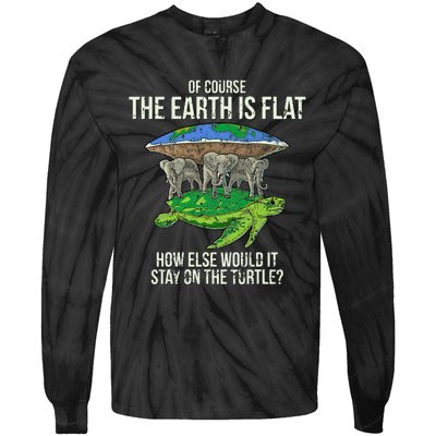 Flat Earth Society Turtle Elephants  Gift Tie-Dye Long Sleeve Shirt