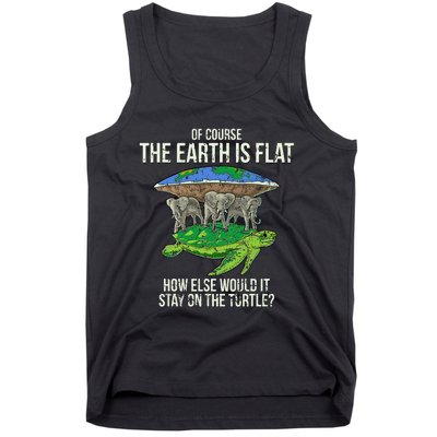 Flat Earth Society Turtle Elephants  Gift Tank Top