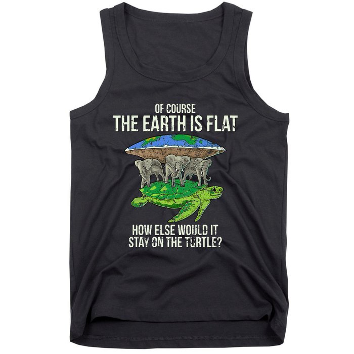 Flat Earth Society Turtle Elephants  Gift Tank Top