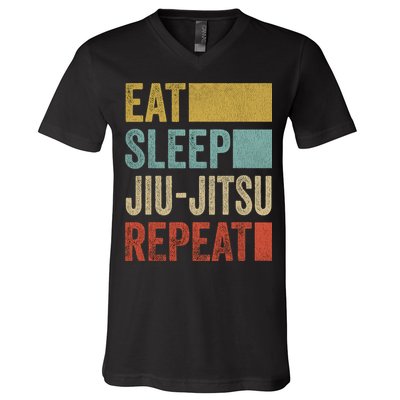 Funny Eat Sleep Jiu-Jitsu Repeat Gift V-Neck T-Shirt