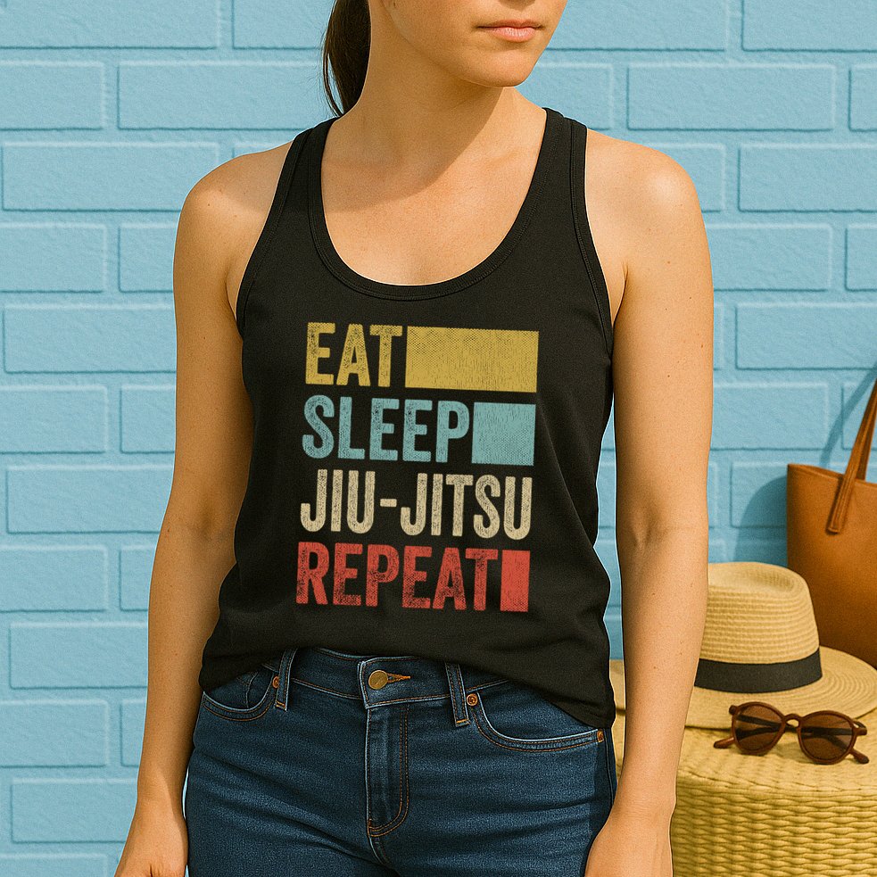 Funny Eat Sleep Jiu-Jitsu Repeat Gift Womens Tank Top
