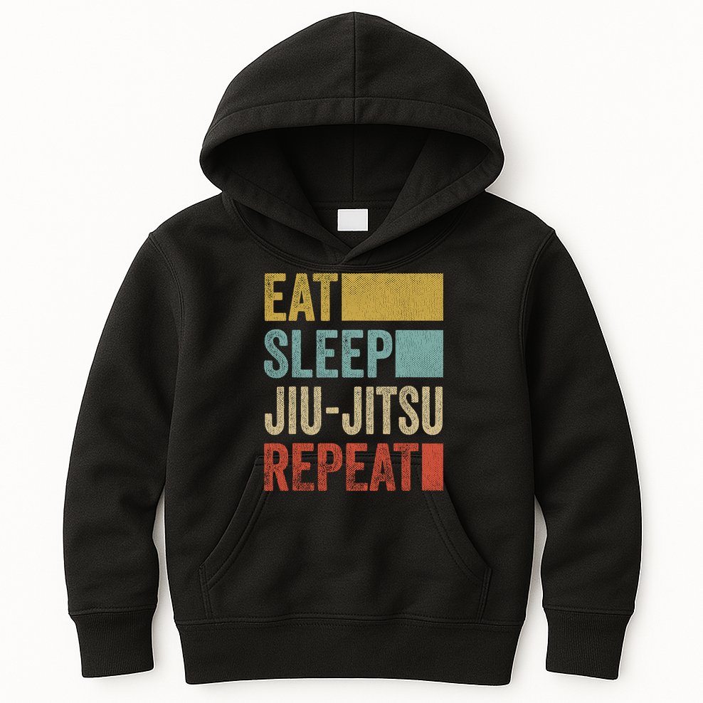 Funny Eat Sleep Jiu-Jitsu Repeat Gift Kids Hoodie