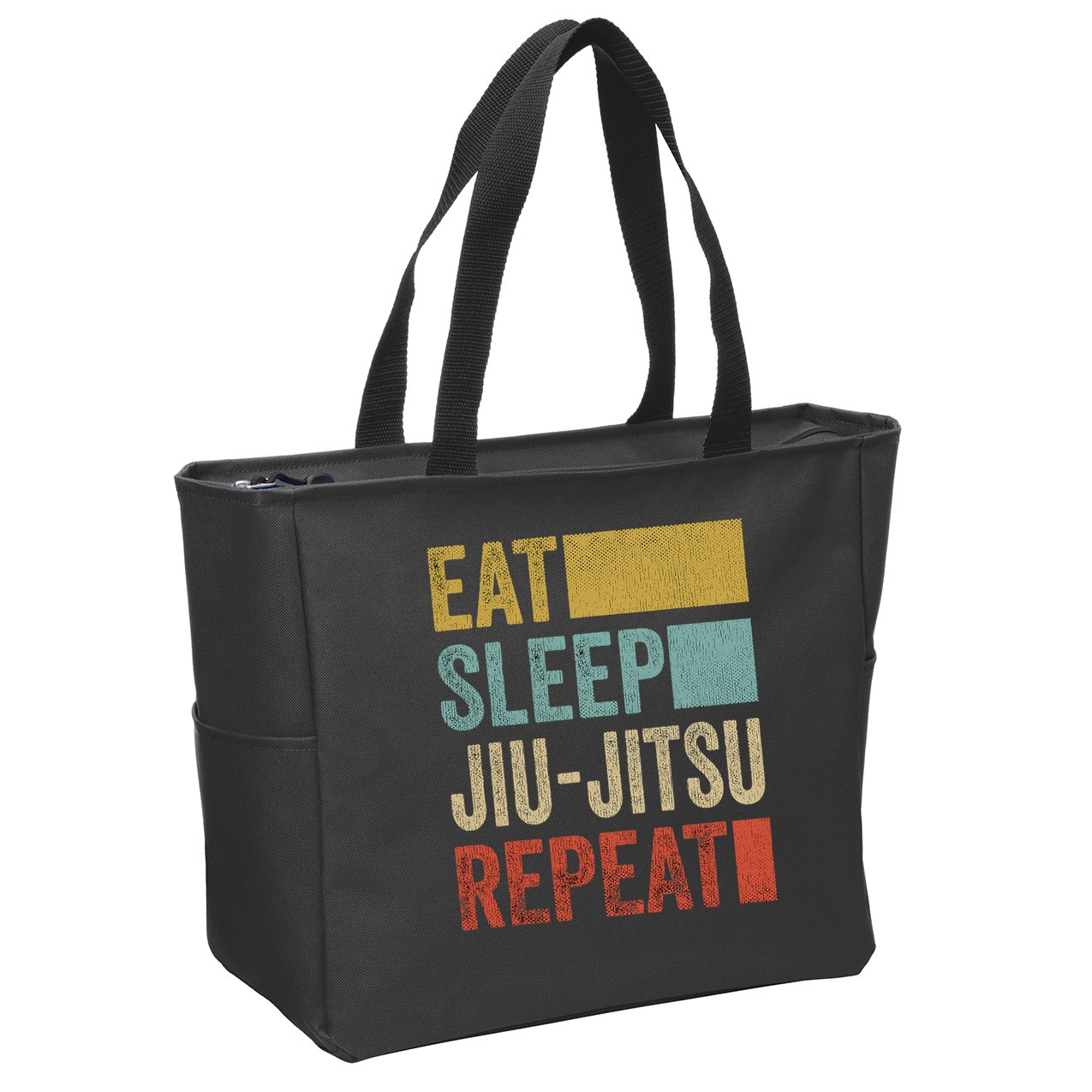 Funny Eat Sleep Jiu-Jitsu Repeat Gift Zip Tote Bag