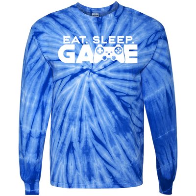 Funny Eat Sleep Game Repeat Controller Retro Console Gamer Cool Gift Tie-Dye Long Sleeve Shirt