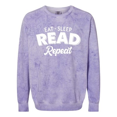 Funny Eat Sleep Read Repeat Book Lover Colorblast Crewneck Sweatshirt