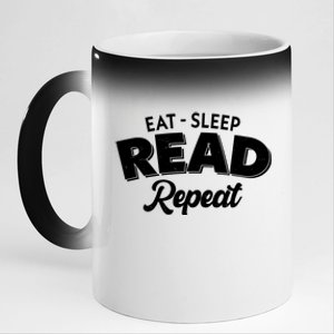 Funny Eat Sleep Read Repeat Book Lover 11oz Black Color Changing Mug