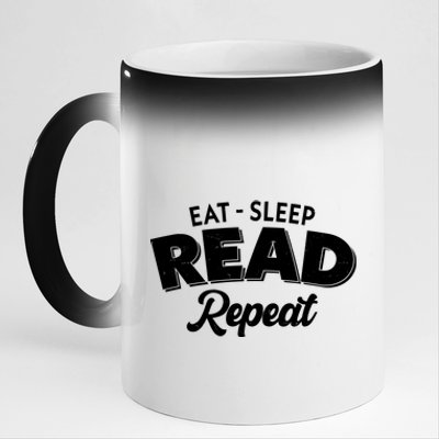 Funny Eat Sleep Read Repeat Book Lover 11oz Black Color Changing Mug