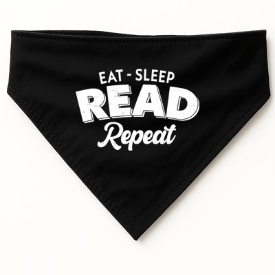 Funny Eat Sleep Read Repeat Book Lover USA-Made Doggie Bandana