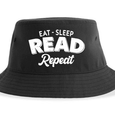 Funny Eat Sleep Read Repeat Book Lover Sustainable Bucket Hat