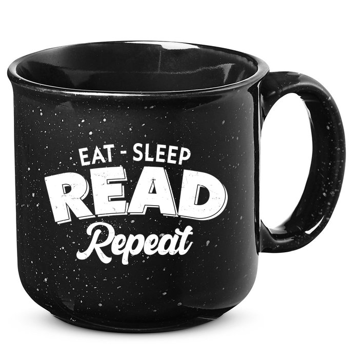 Funny Eat Sleep Read Repeat Book Lover 15oz Campfire Ceramic Mug