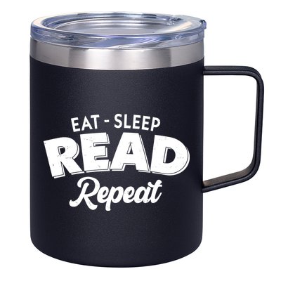 Funny Eat Sleep Read Repeat Book Lover 12oz Stainless Steel Coffee Mug