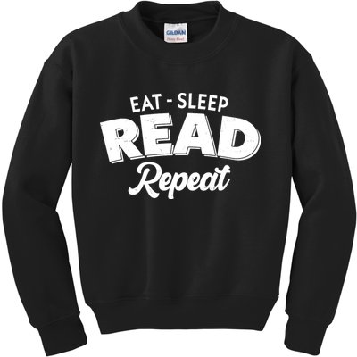 Funny Eat Sleep Read Repeat Book Lover Kids Sweatshirt