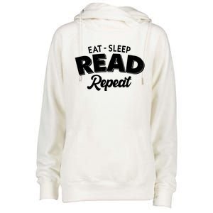 Funny Eat Sleep Read Repeat Book Lover Womens Funnel Neck Pullover Hood